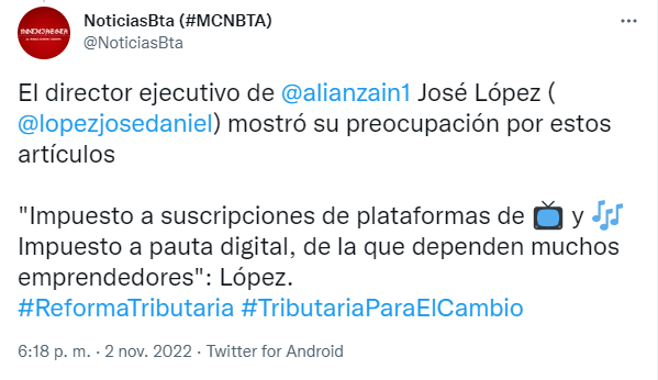 Tweet Noticias Bogotá
